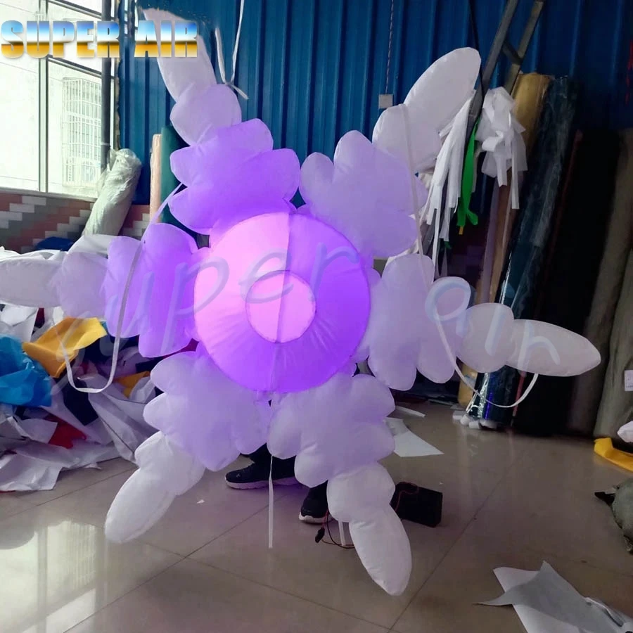 Hanging stage decoration beautiful inflatable snowflake with led lighting for stage party