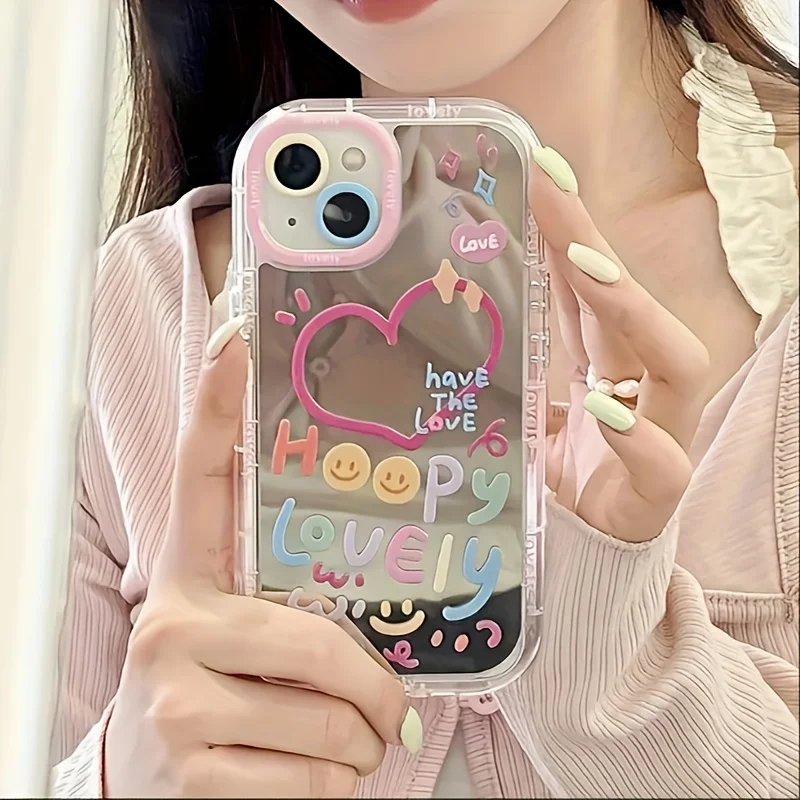 Koreanisches Paar-Herzen Air Cushion Spiegel Handyhülle für iPhone 17 15 14 16 Pro Max 13 12 11 Pro XR XS 7 8 Plus 17Air Cat Cover – Detail 1
