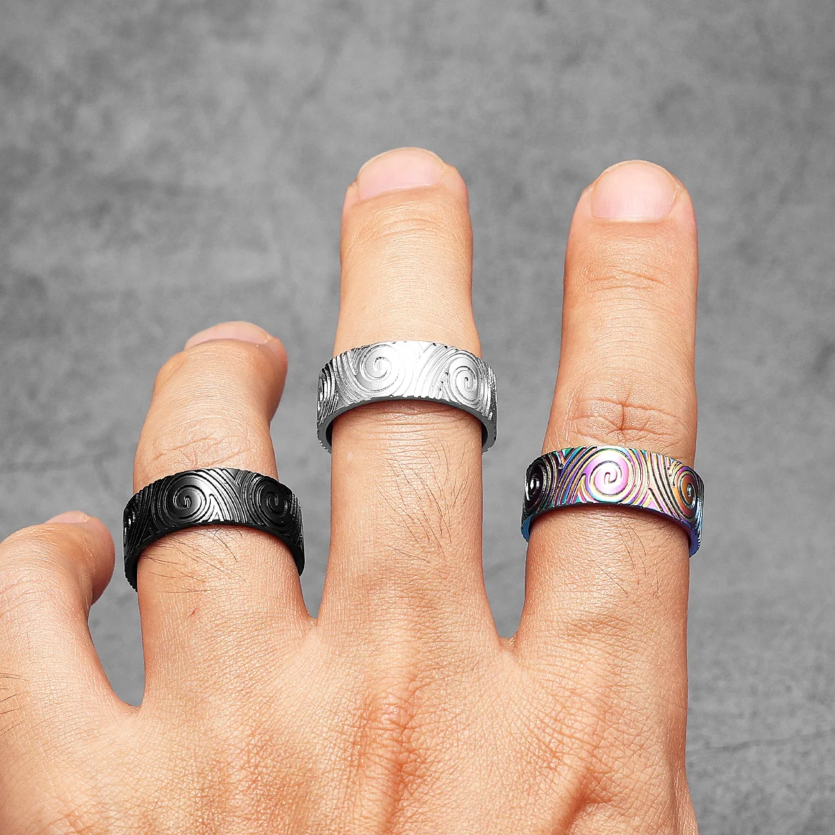 Fingerprint Swirl Men Rings Stainless Steel Women Jewelry Punk New In Rock Stranger Things Fashion Accessories Gift Wholesale