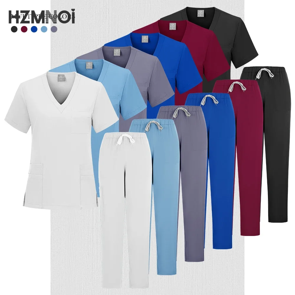Uniforme médico Unisex, traje de manga corta con cuello en V y pantalón para correr, uniforme para enfermería quirúrgica, ropa de trabajo médica Multicolor para médico y enfermera