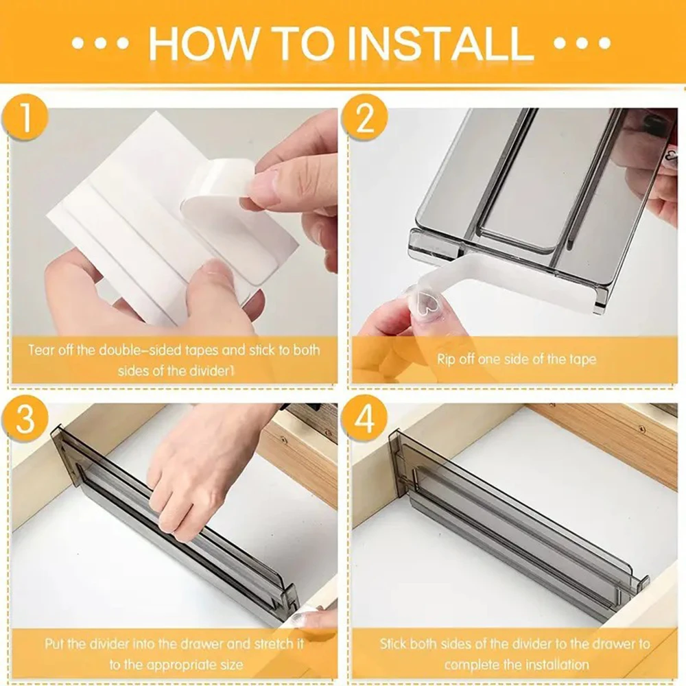 1PC Drawer Divider Free Combination Tableware Cosmetics Drawer Divider Transparent Plastic Storage Division Finishing