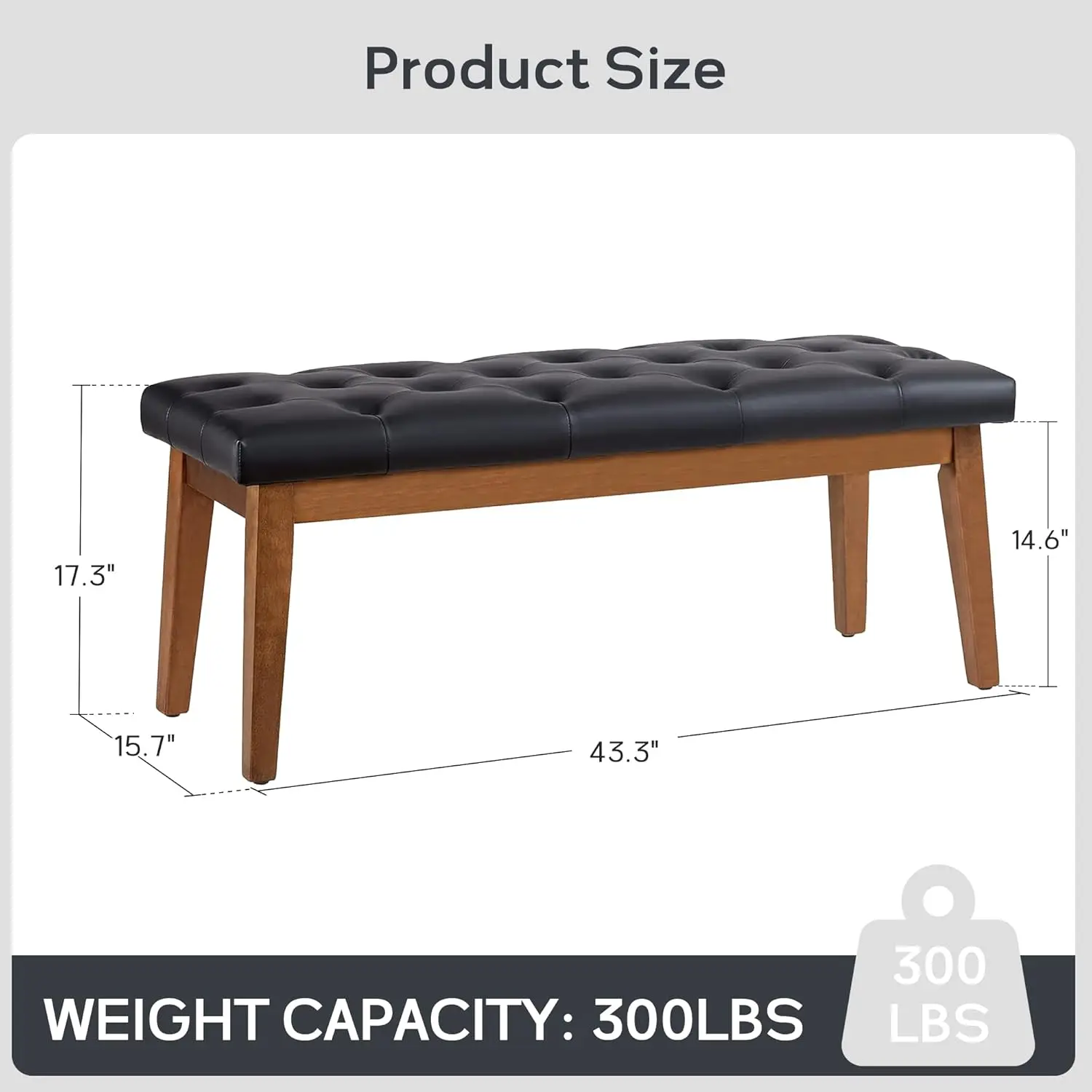 Banc d'entrée en cuir noir, bois massif, durable et résistant à l'usure