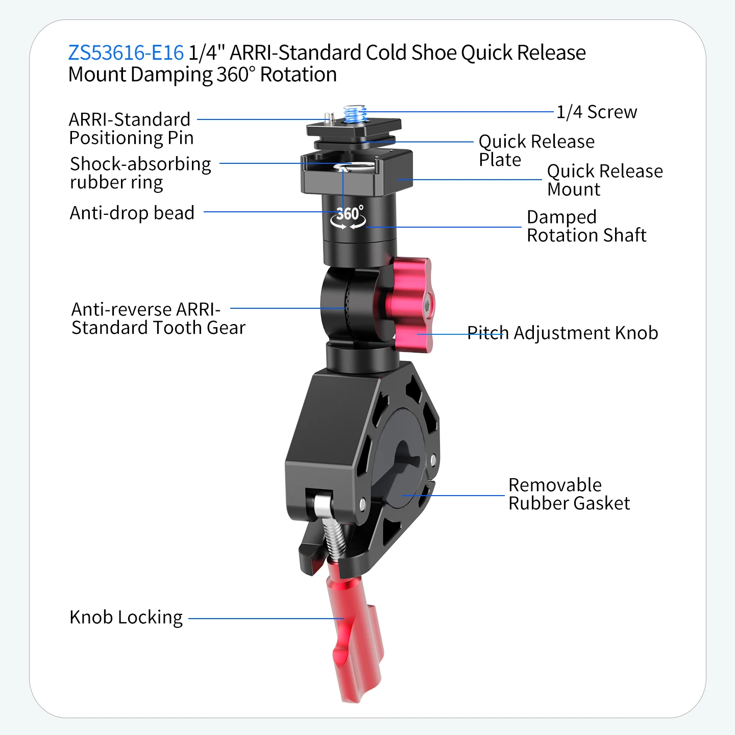 Für Gopro 13, für DJI Action OSMO 360 Fahrrad-Motorrad-Lenkerhalterung, Kamera-Schnellverschluss-Halterung, Insta360 X6 Ace Pro Halterung – Detail 18