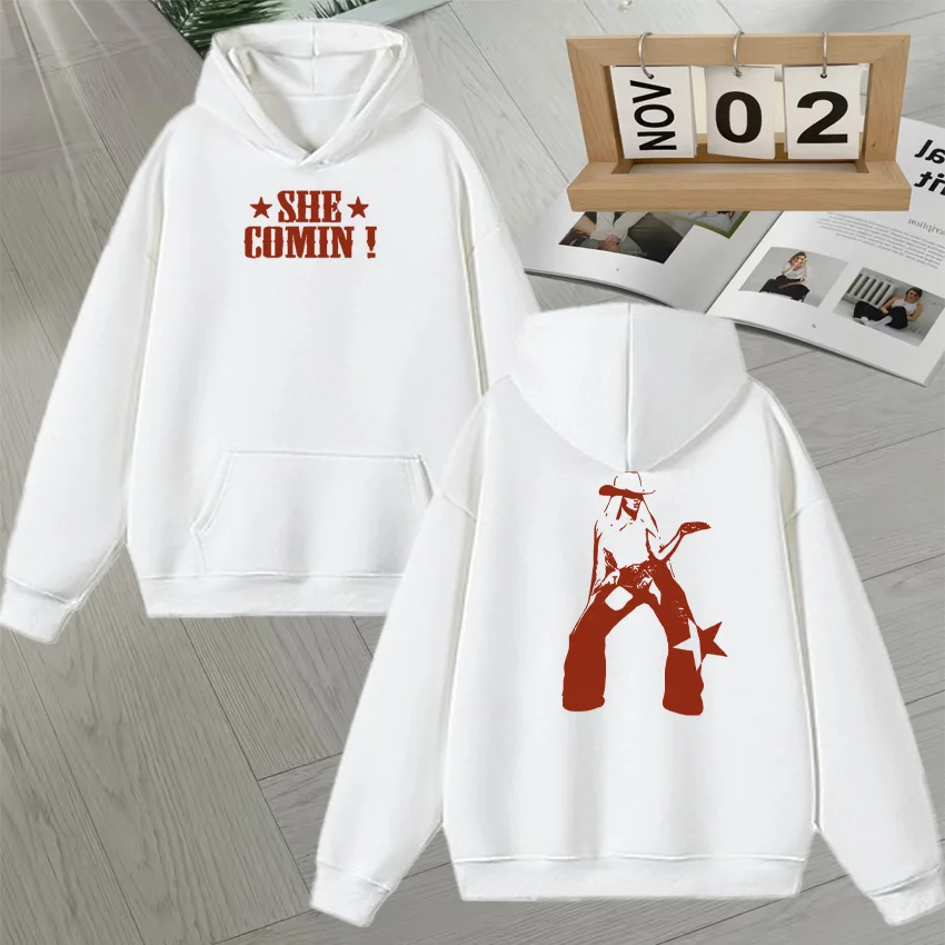 Hot Singer Beyonce Cowboy Carter Tour Double Sided Print Pullovers Long sleeve Men Women Fleece streetwear Loose Hoodies Unisex