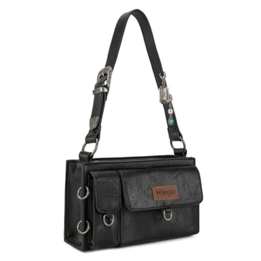 Wrangler Y2K Purse Small Shoulder Bag for Women with Western Detachable Charms