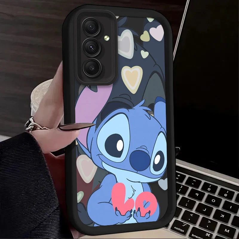 Disney Stitch Angel Love Case for Samsung Galaxy A25 A15 A55 A35 A05 A05S A24 A13 A23 A12 A22 A32 A52 A52S A72 A11 Silicone Capa