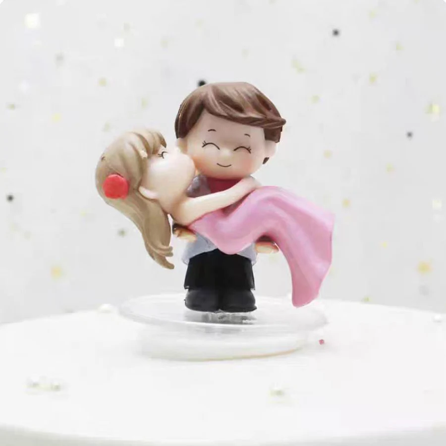 Cartoon Bräutigam hält Braut Kuchen Dekoration Ornament Valentinstag Paar Hochzeitstag Backen Dekoration – Detail 7