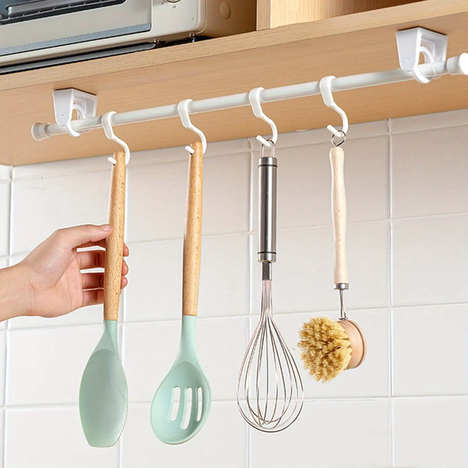 2 قطعة حامل قضيب ستارة حلقي دوار قابل للتعديل - 360 درجة ° دعامة دوارة ذاتية اللصق للمناشف والمطبخ وديكور الحائط #1