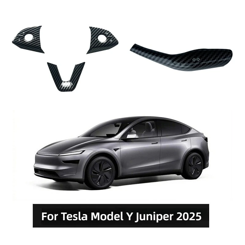 

For Tesla Model Y Juniper 2025 Steering Wheel Button Stickers ABS Protective Patch Gear Shift Cover Car Interior Accessories