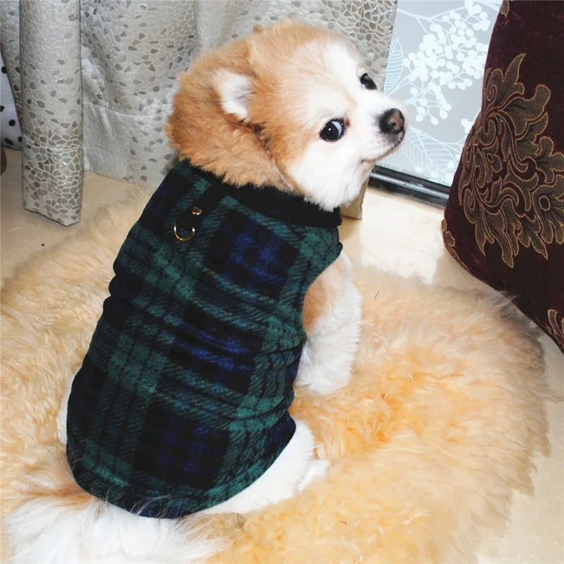 

Small/Medium/Large Dog Winter Velvet Vest Sleeveless Pet Clothing European Fleece Plaid Puppy Coat Outdoor Warm Pet Supplies