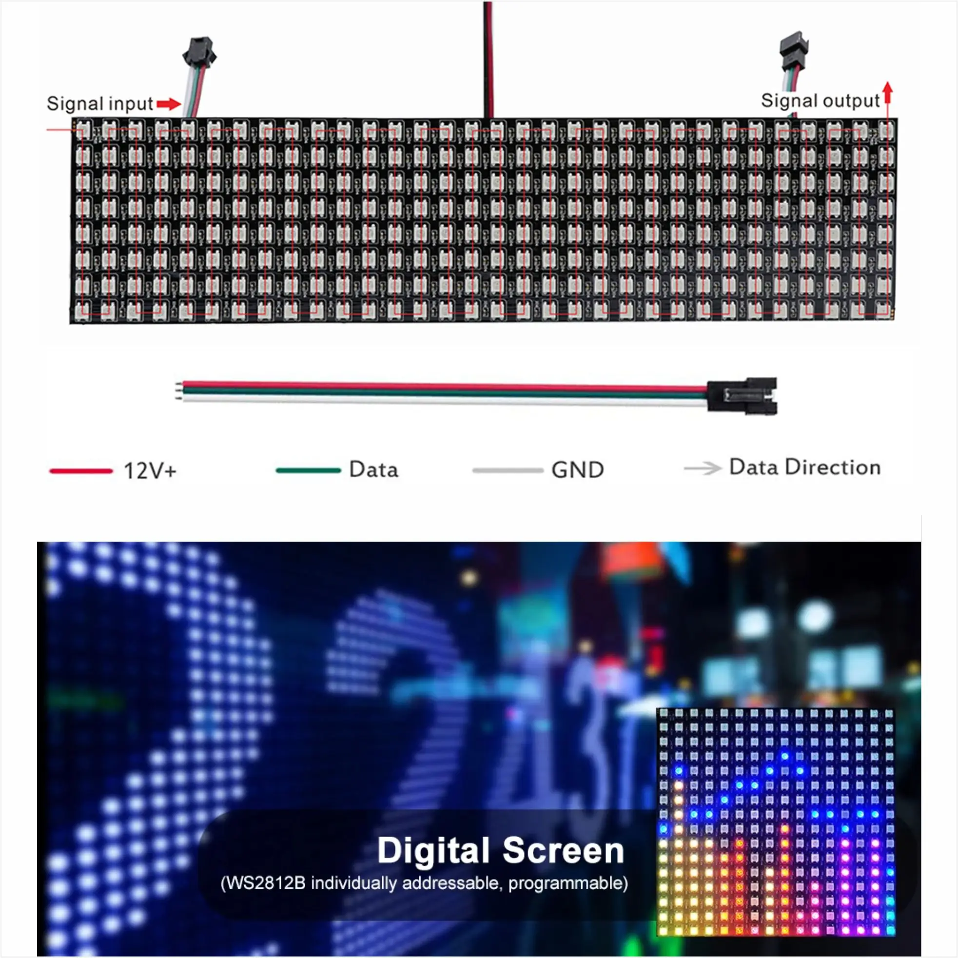 WS2812B USB الموسيقى 8X8 16X16 8X32 مع 28 مفاتيح 2.4G تحكم بشكل فردي عنونة LED مصباح لوح WS2812 وحدة مصفوفة Scree