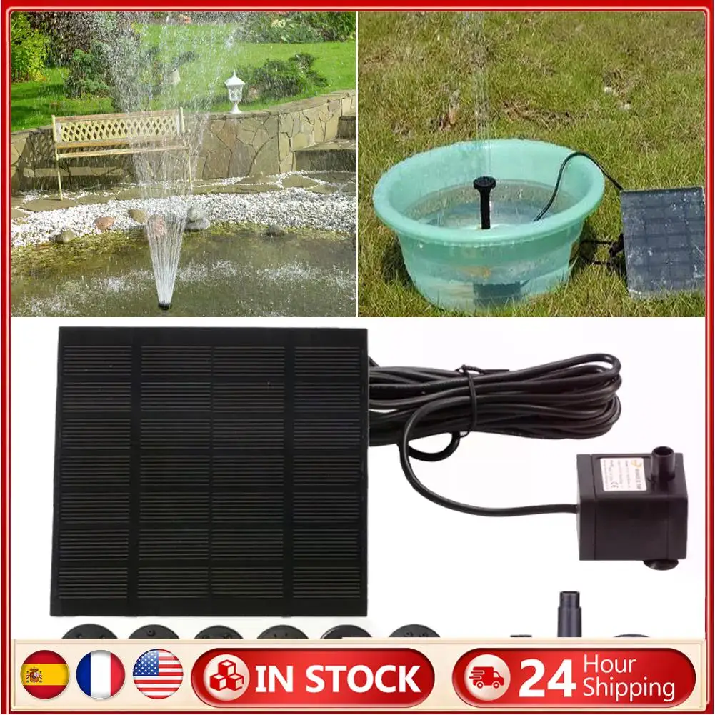 

1,2 Вт фонтанный водяной насос на солнечной энергии 200 л/ч с 6 насадками солнечный фонтанный подъемник 110 см для птичьих ванн, прудов, садового аквариума