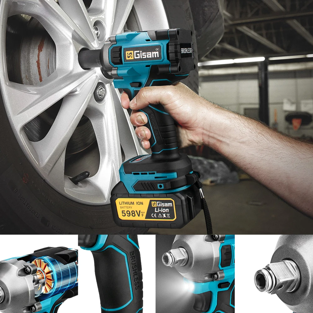 Imagem -02 - Brushless Chave de Impacto Elétrica Chave sem Fio 12 Chave de Fenda Soquete Ferramentas Elétricas para Makita 18v Bateria 1000n.m