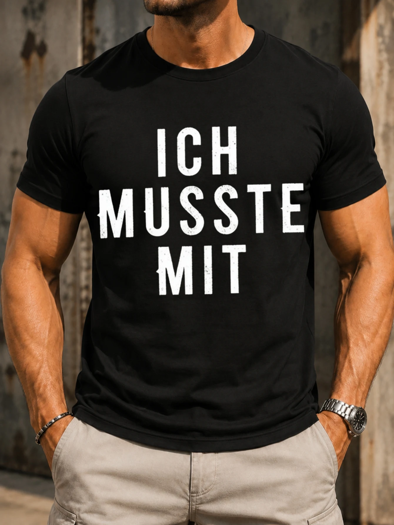 German I Had to Come attendance joke in large weathered  text graphic with vivid centered artwork  Unisex All T-Shirt