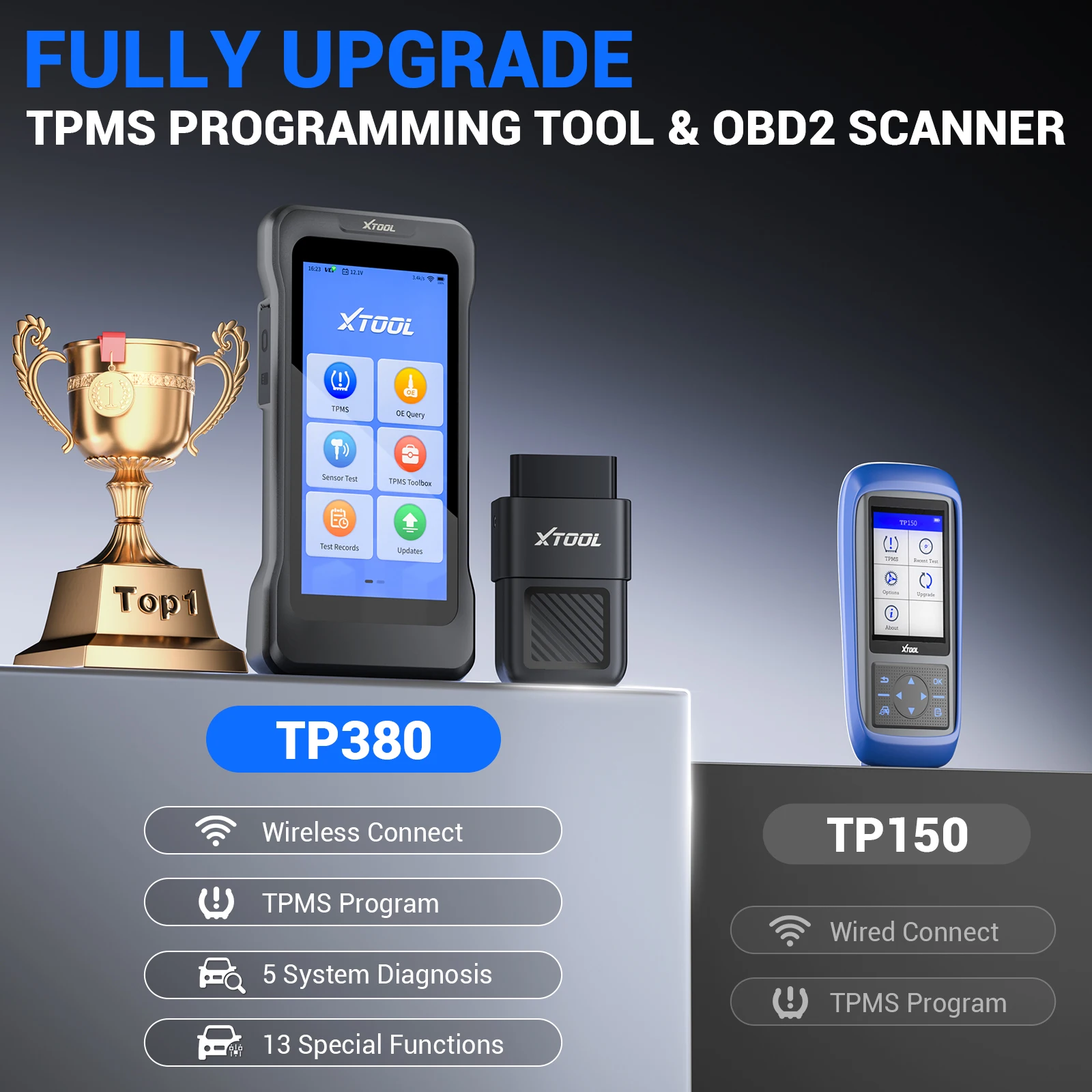 TPMS Tire Programmer XTOOL TP380 5-System Automotive Diagnostics Lifetime Free Updates 4-in-1 Data Stream 13+Resets CANFD DOIP