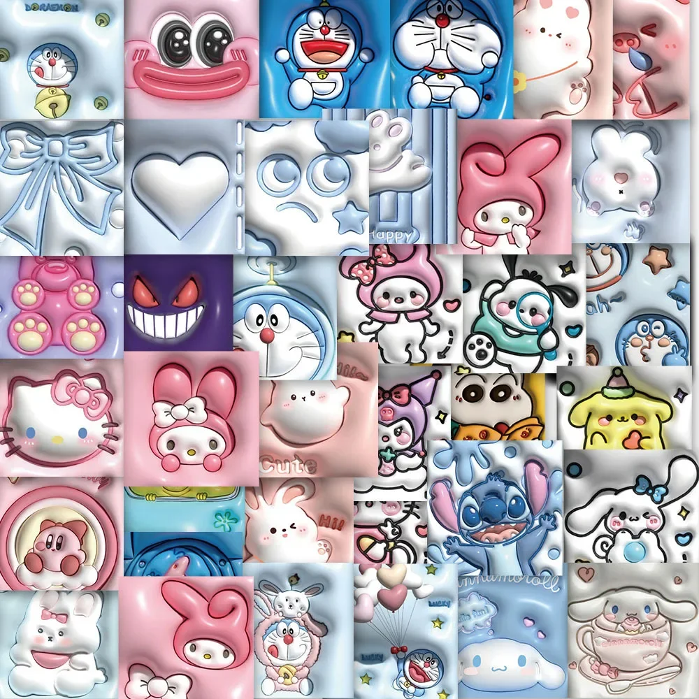 62Pcs/Lot Sanrio Mymelody Kuromi Pachacco Cinnamoroll Cute Stickers Toy Waterproof Computer Mobile phone Cosplay Sticker gift