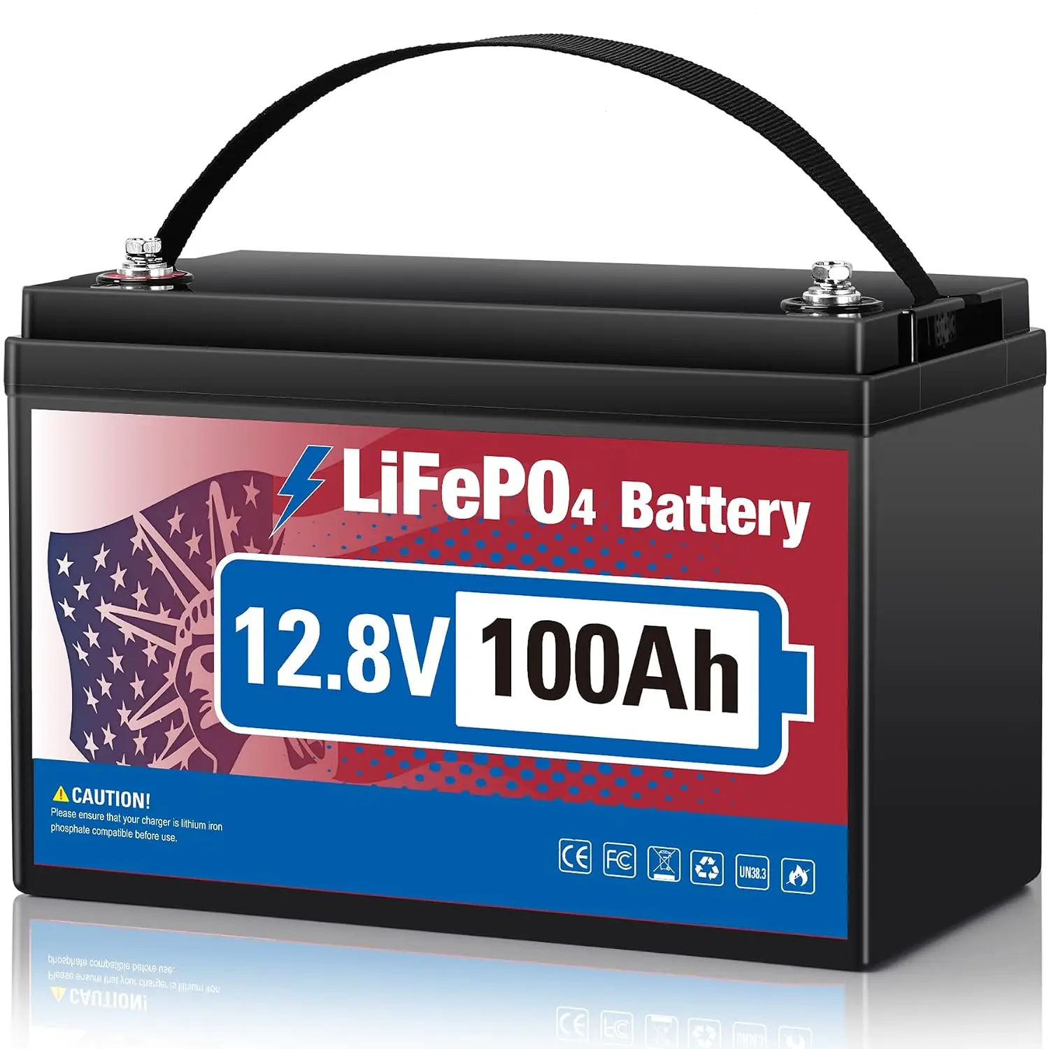 12V 100Ah LiFePO4 Battery, 15000+ Cycles, 10-Year Lifespan, Low Temp Protection, Built-in BMS, Solar Home RV Marine, Customized