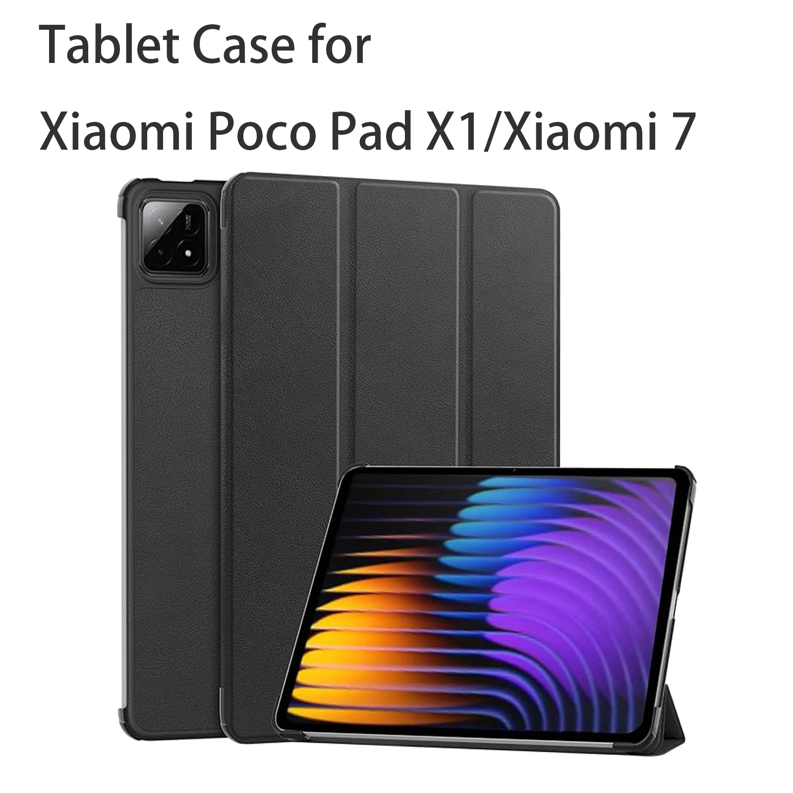 Tablet Case for Xiaomi Poco Pad X1/Xiaomi 7 PU Leather Material Protective Cover Shockproof