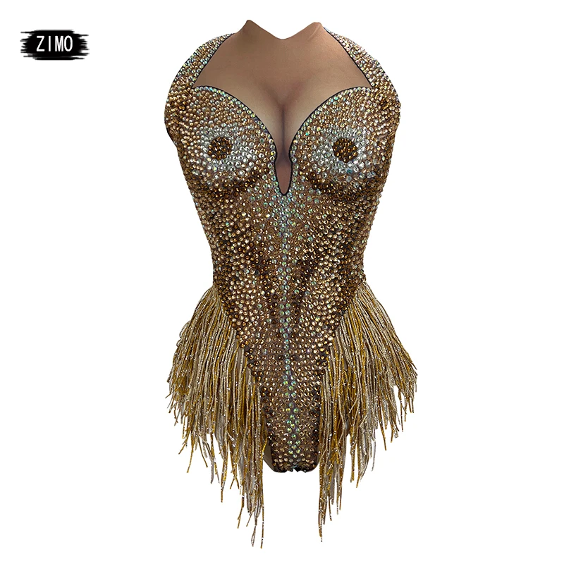 

Sparkly sequins Fringe Bodysuit Women sexy Dancer Show Leotard Celebrate Outfit Prom Birthday party nightclub pole dance Costume