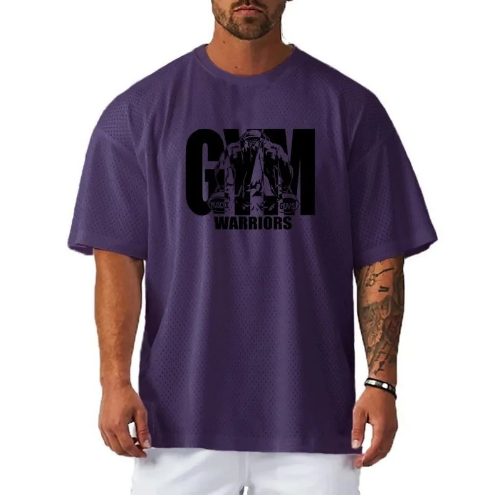 New fashionable men's casual sports T-shirt gym fitness short sleeved shirt summer quick drying breathable T-shirt image 2