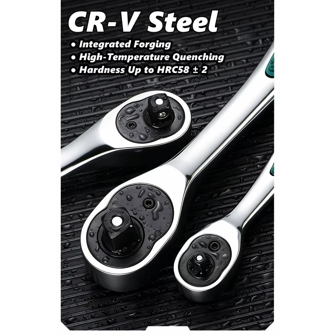 72 Tooth Quick Ratchet Wrench 1/2 1/4 3/8 3 Size Flying Wrenches Two-way Socket Wrench Repair Tools for Vehicle Bicycle