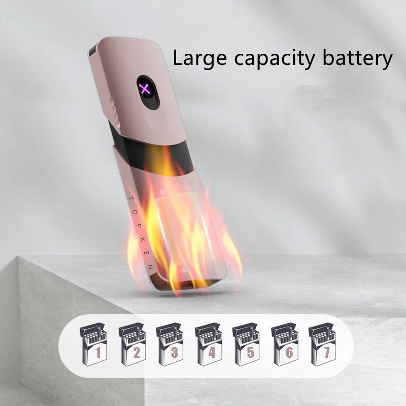 

New Type-c Rechargeable Silent Windproof Double Arc Lighter Simple Style Slide Rail Design Large Capacity Battery Men’s Gift