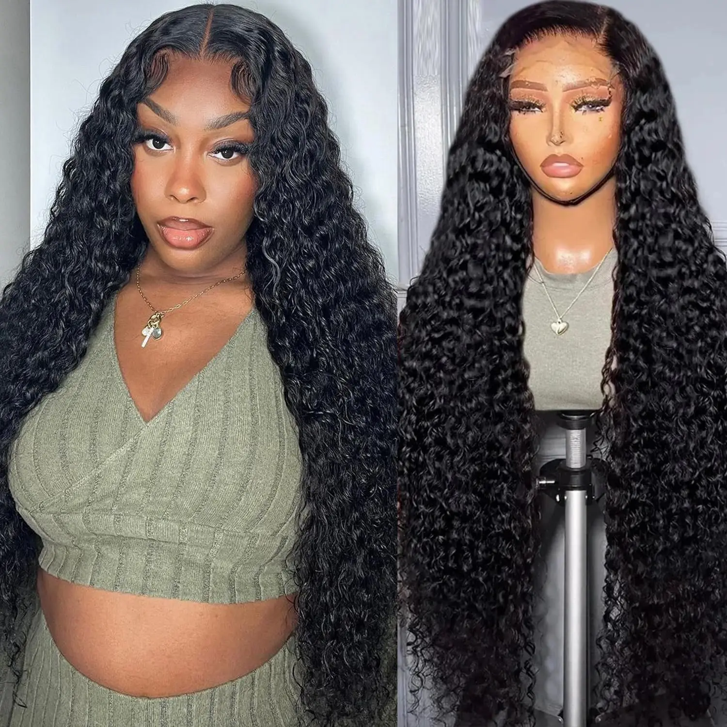 Water Deep Wave HD 30 Inch Lace Front Human Hair 13x4 13x6 Lace Frontal Wig Transparent Brazilian Remy Hair Woman