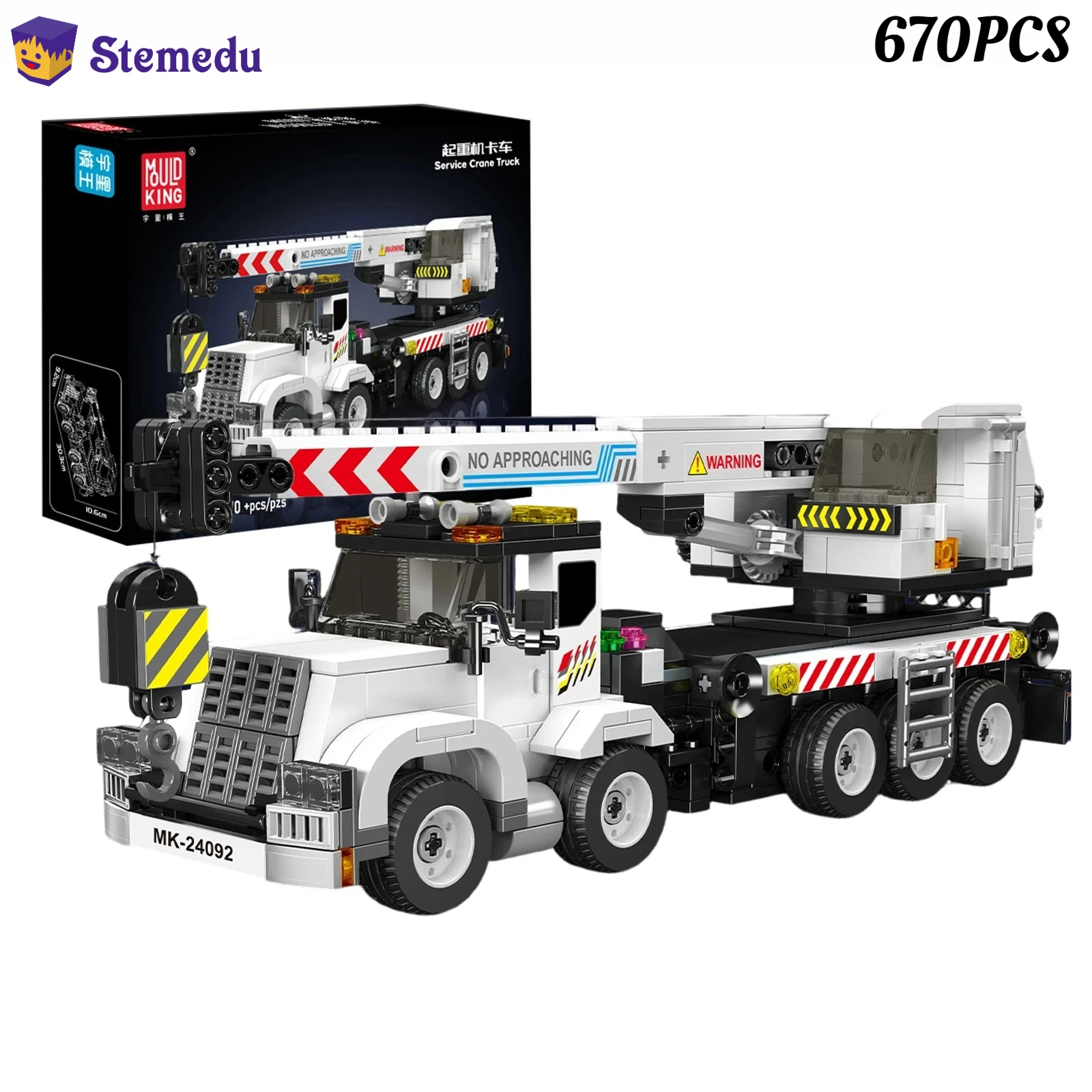 Mould King 24092 Service Crane Truck Building Blocks Mini World Simulated Engineering Vehicle Model Ornaments Toys Boys Gifts