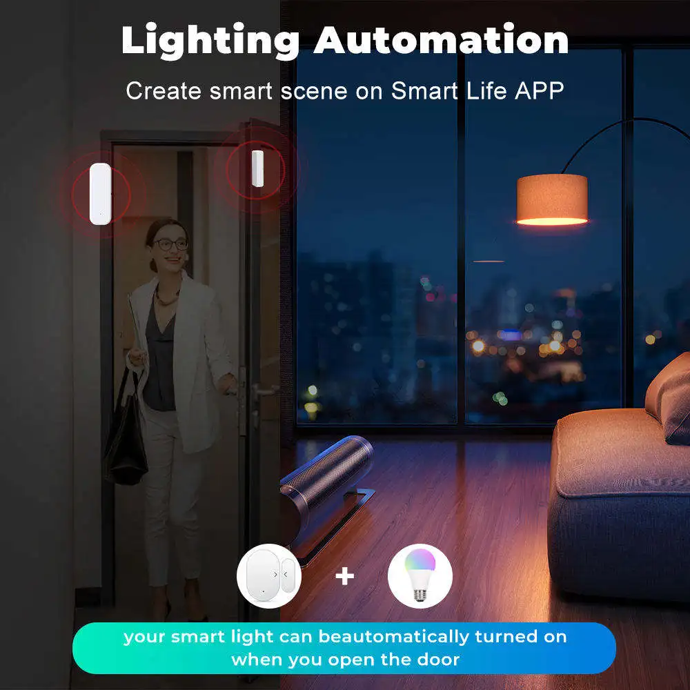 Tuya Zigbee/WiFi Door Sensor Window Sensor Smart Home Wireless Door Detector Smart Life APP Remote Control for Alexa Google Home