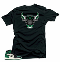 2025 Summer Hot Sale Shirt to Match Jordan Retro 1 Pine Green 2020- Bull 1 Black Pure Cotton Tshirt