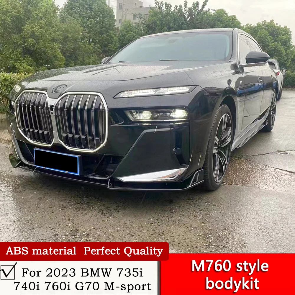 For 2023 BMW 735i 740i 760i G70 M-sport add M760 style bodykit knight front lip side skirt rear diffuser with tips tail wing