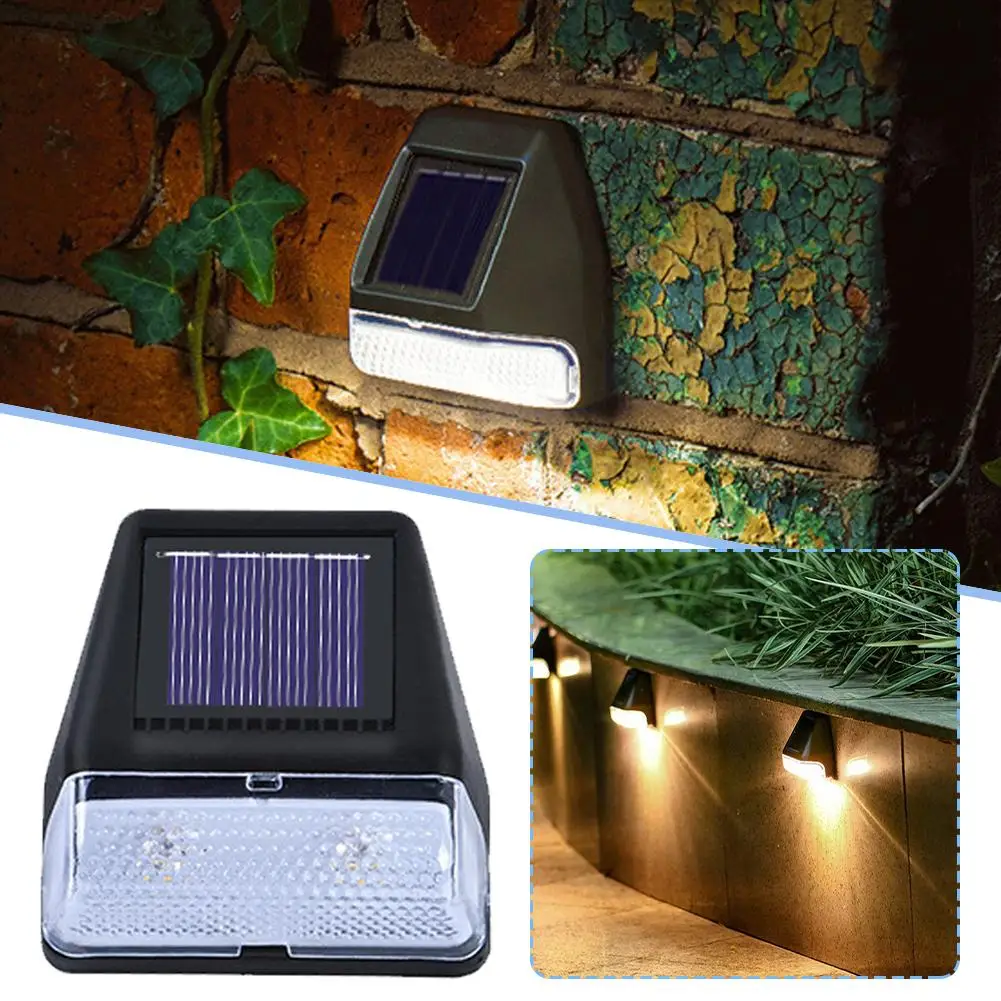 โคมไฟ LED ติดผนังพลังงานแสงอาทิตย์1ชิ้น, โคมไฟกลางแจ้งระบบเหนี่ยวนำสำหรับตกแต่งบันไดสวนที่สว่างไสว R9n4สนามตอนกลางคืนกันฝน