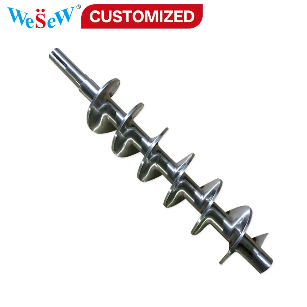 Custom Stainless Steel 316 Extruder Screw Feeding Spiral Screw Injection Molding Machine Screw SACM645, 42CrMo