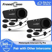Freedconn Ky pro Motorcycle helmet intercom Helmet Bluetooth Headsets Handsfree Communicator Up to 6 Riders Interphone FM Radio
