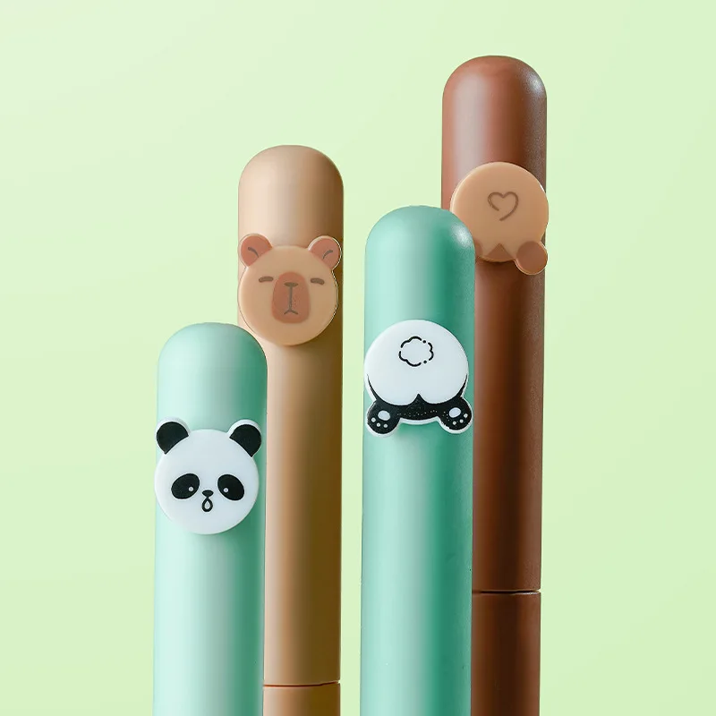 2Pc/Set Cute Gel Pen Cartoon Panda Rotate Out The Core 0.5MM Black Pen Core Speed Drying Signature Pen Student Exam Writing Pen