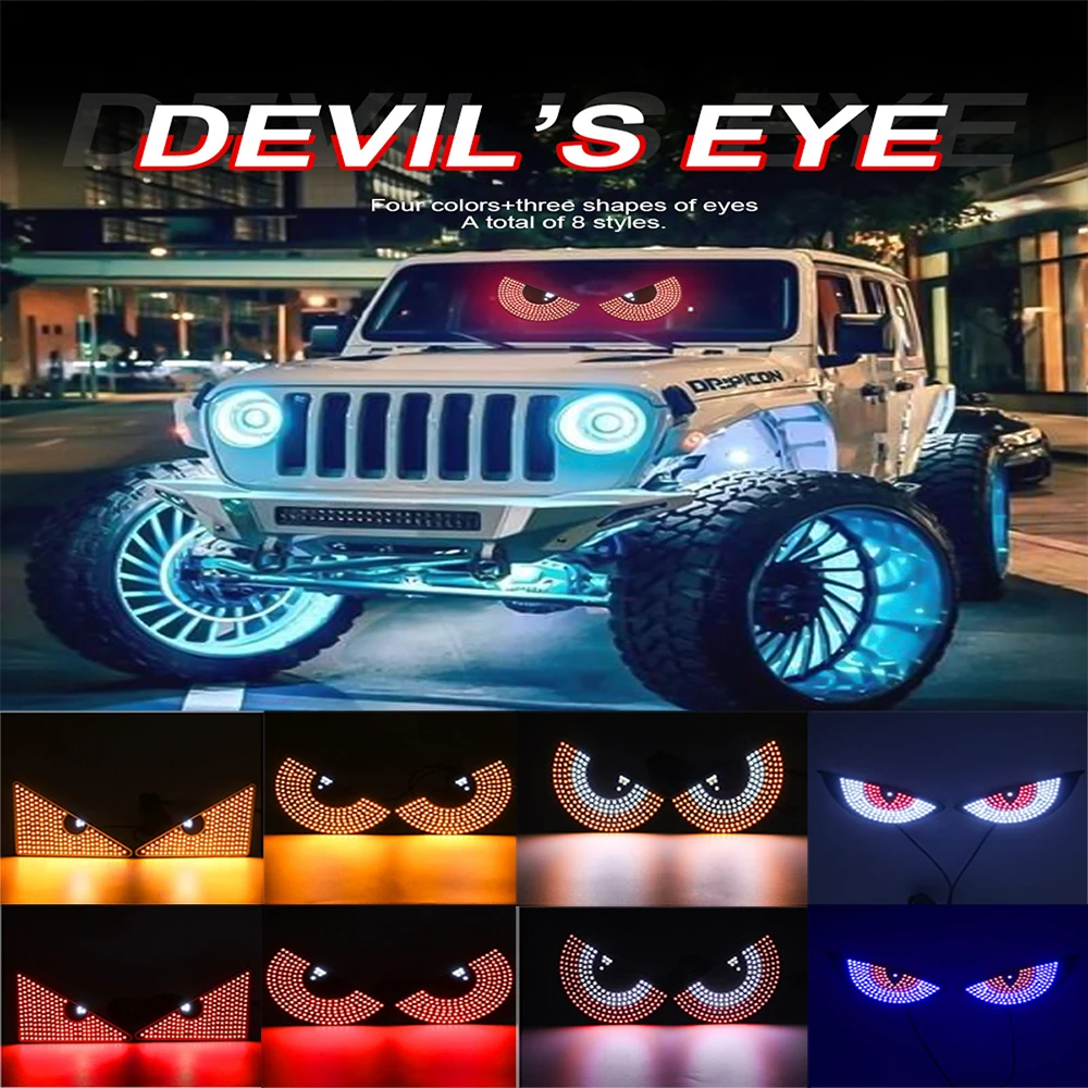 2 Pcs Car expression lights For Car Windshield lights LED Devil's Eye USB Lights Car Mounted Decorative Lamps At