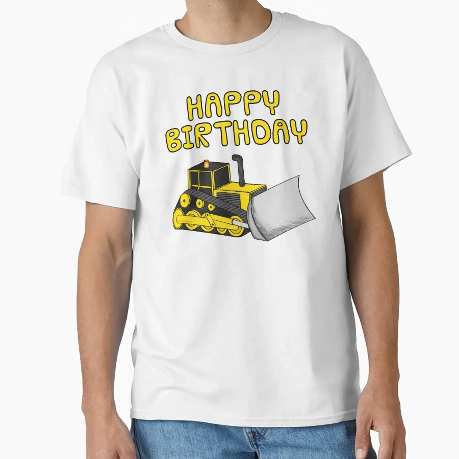 Bulldozer Driver Birthday Construction Worker designed and sold by doodlerob vintage Washed homme graphic Slightly Comfortable