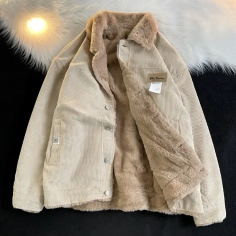 Vintage corduroy padded jacket loose casual fashion padded jacket top