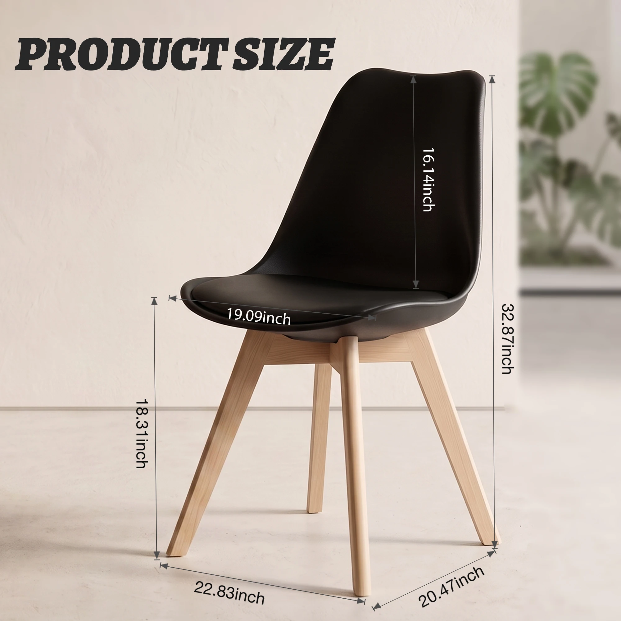 JHK Modern Dining Chairs Set of 4 Plastic Kitchen Chair Wood Legs Dining Room Chair for Home Kitchen Living Room