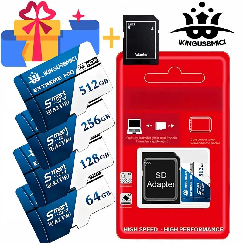 Max Micro TF SD Card 64GB Memory Card 512GB SD Cards 32GB TF Cards A1 C10 8K for Drone/CCTV/E-Reader/VR Headset/Car Camera