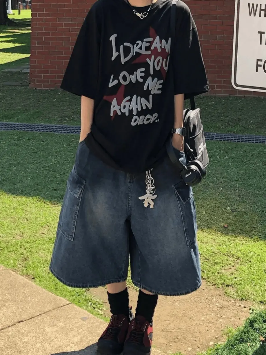 

Футболка I Dream You Love Me Again, черная футболка оверсайз, топ с графическим принтом Drop Star, унисекс-футболка в уличном стиле, городская мода