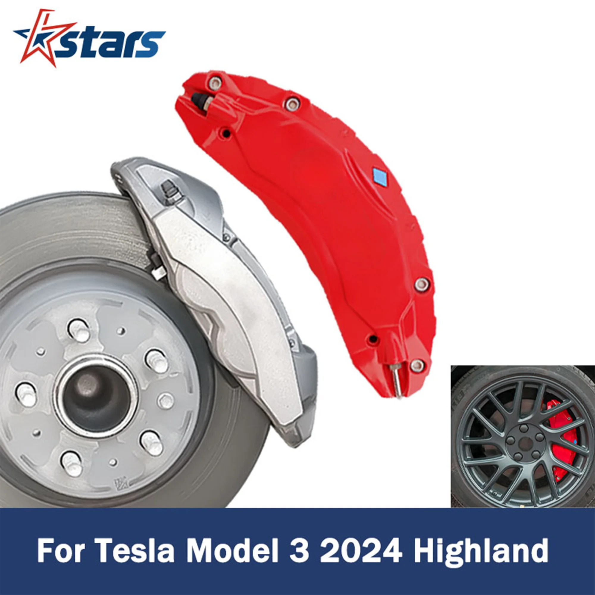 For Tesla Model 3 Highland 2024 Aluminum Alloy Brake Caliper 12 Colors Covers Modification Accessories Star Stickers  Included