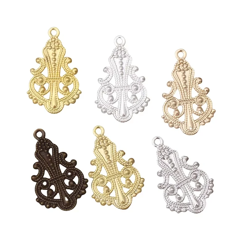 

BoYuTe (100 Pieces/Lot) 14*23MM Metal Brass Stamping Filigree Flower Findings Diy Hand Made Jewelry Materials