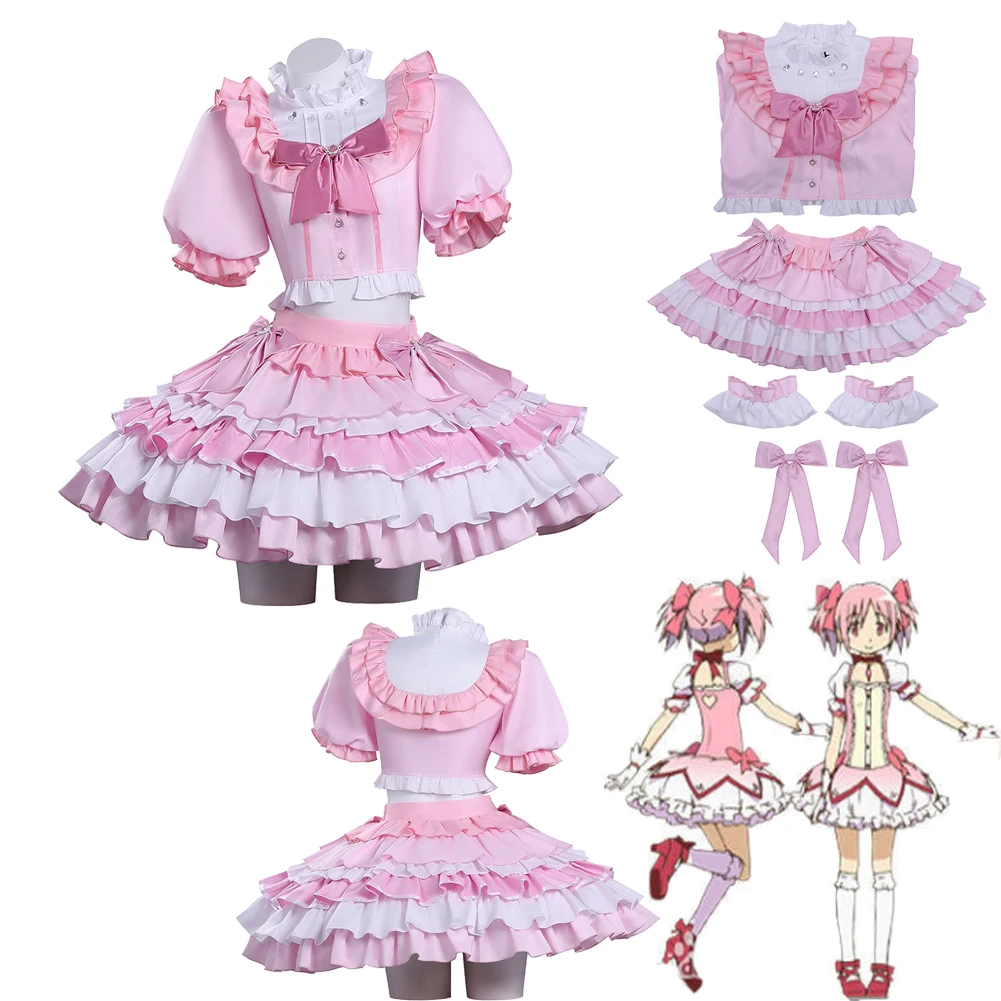 

Anime Magi of Puella Cosplay Kaname Madoka Top Skirt Women Cloth Party Disguise Roleplay Halloween Costume Carnival Outfit Suit