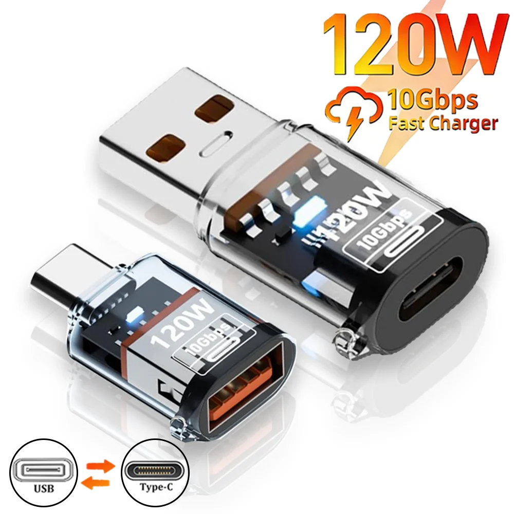 120W USB 3.2 OTG Adapter USB A To Type C Data Transfer Charging Adapter 10Gbps Connector for Tablet/Computer/IPhone 17 16 15