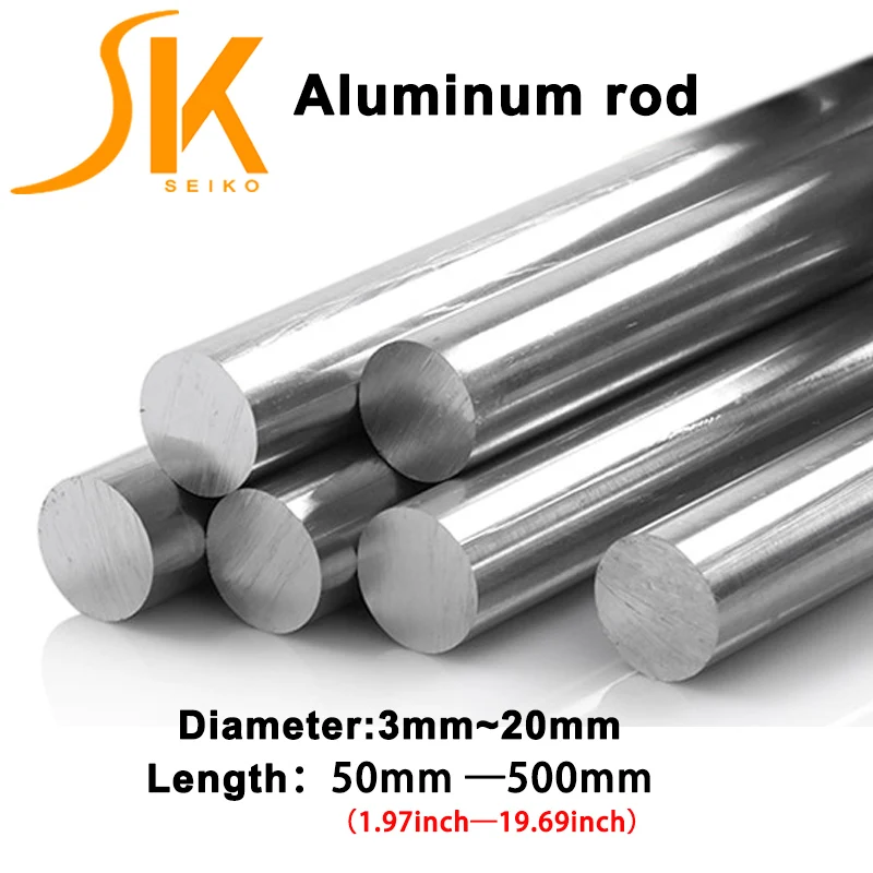 

1Pcs Aluminum 6061 Round Rods Diameter 3mm 4mm 5mm 6mm 7mm 8mm 10mm 11mm 12mm 13mm 14mm 15mm 16mm 18mm 19mm 20mm