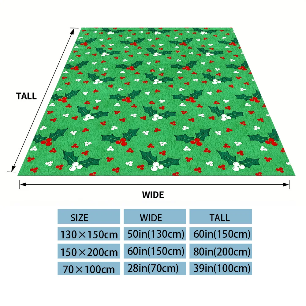 Green Holly Berries Winter And Summer French Plush Blanket Soft And Fluffy Comfortable Wool Blanket Sofa Ideal Gift