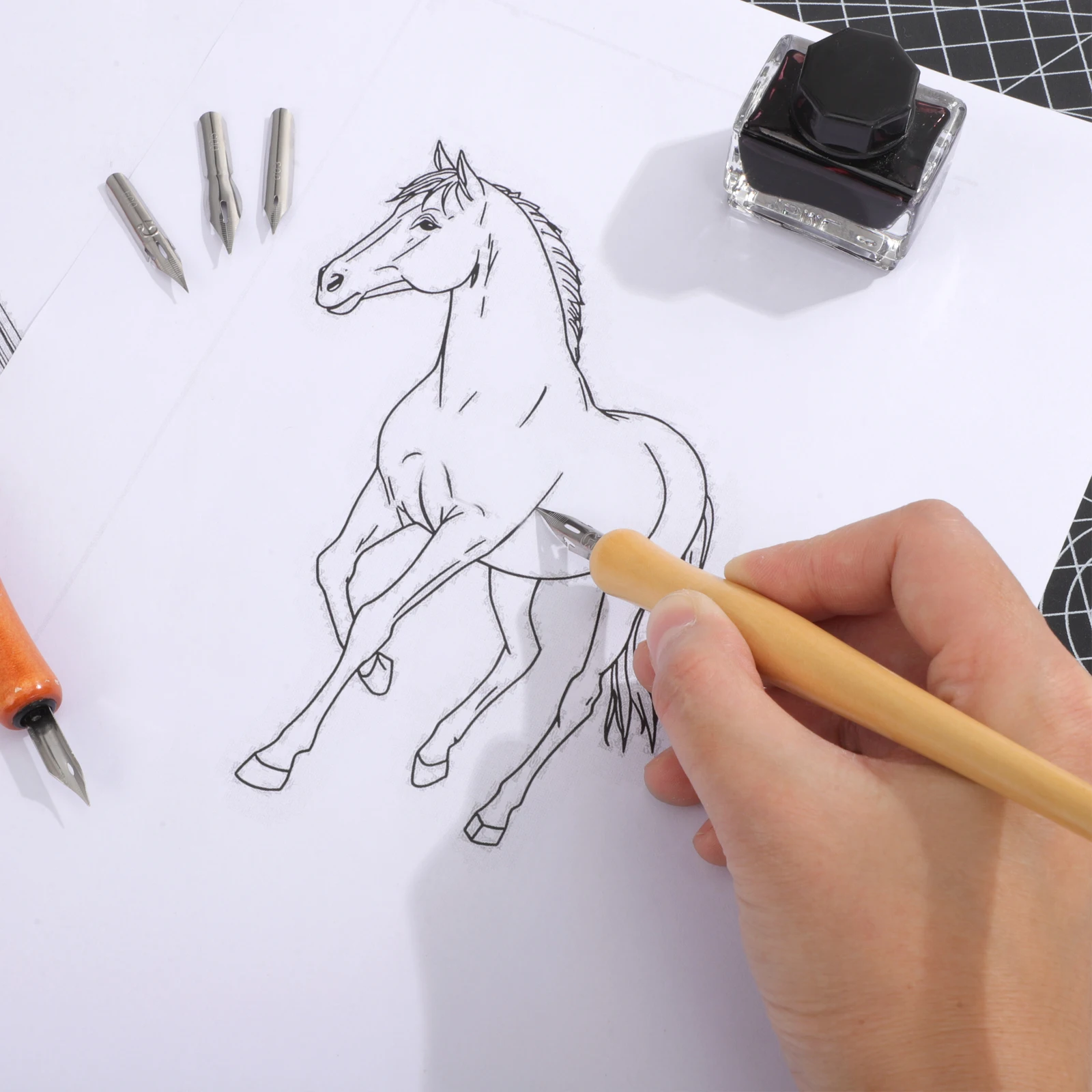 1 set massief houten kroontjespen handgemaakte kalligrafie oefenpen vintage schrijven tekengereedschap gotische penpunt gladde lijn precisiegreep