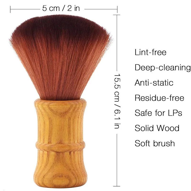 Brosse nettoyante pour disques vinyles, pour livres, CD, Longplay, avec manche en bois, anti-poussière