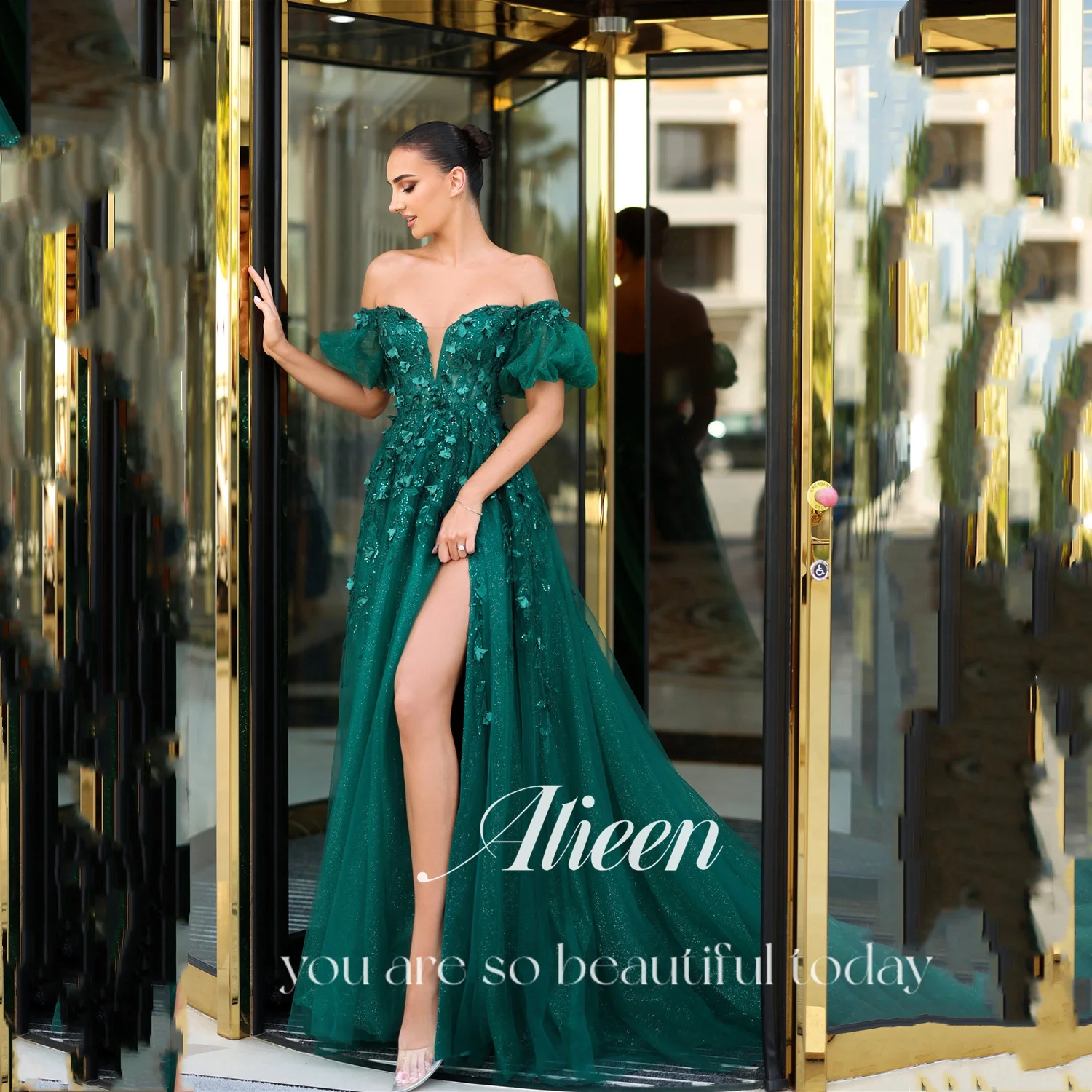 

Aileen A-line Dresses Gala 3D Flowers Elegant Party Dresses 2025 Women Evening Dress Vestidos De Festa فساتين سهرة Customized